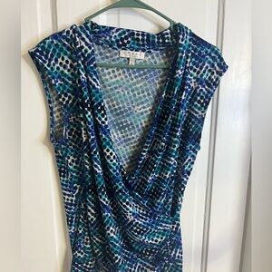 Chaus Multicolor Drape Neck Blouse